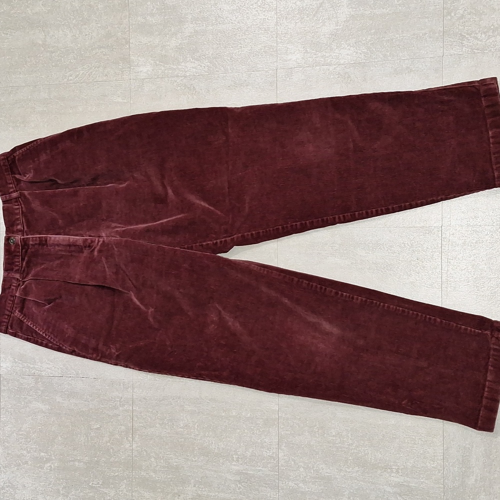 L.L. Bean Womens Vintage Brown High Waist Straight Fit Pleated Corduroy Pants